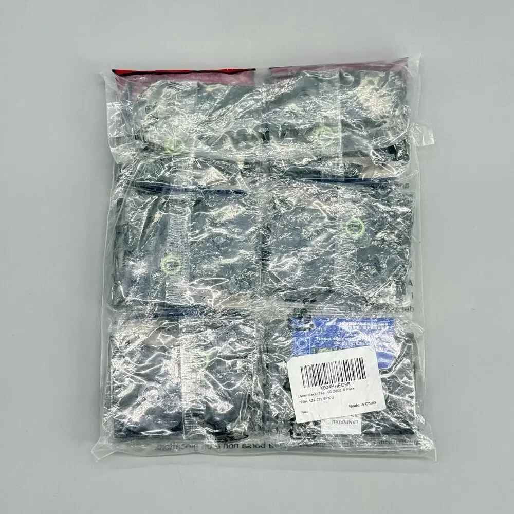 12mm Label Maker Tape Compatible for Brother P-Touch TZe-231 Black on White x 6